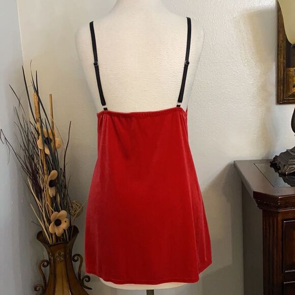 Linea Donatella Red Baby Doll Velour Christmas Slip Dress Size XL - Picture 3 of 12